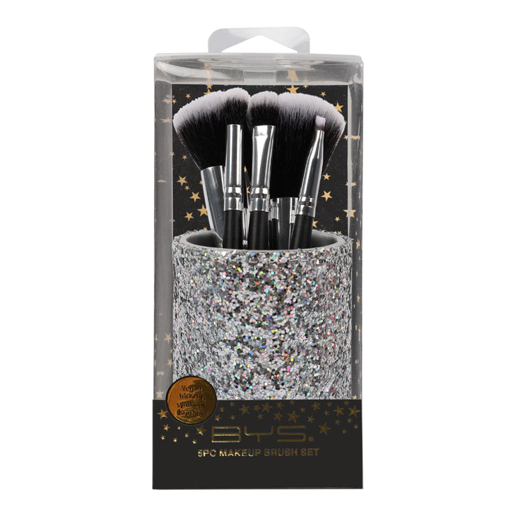 BYS 5PC Makeup Brushes in Glitter Holder