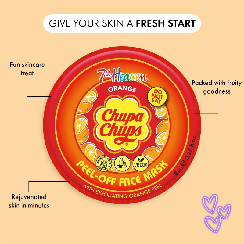 7th Heaven Chupa Chups Orange Peel-Off Face Mask with Exfoliating Orange Peel