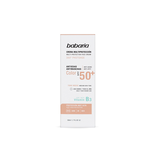 Babaria Crème Solaire Visage Multi-Protection Teintée SPF 50+
