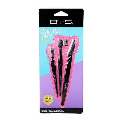 BYS Brow & Facial Razor Grooming Set 3PK