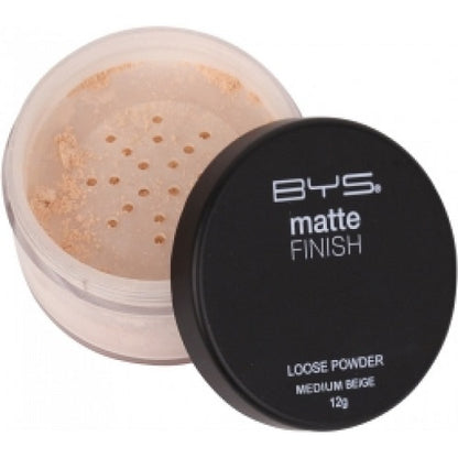 BYS Matte Loose Powder with Puff – Medium Beige