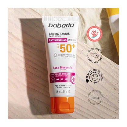 Babaria Crème Protectrice Solaire Visage SPF 50+