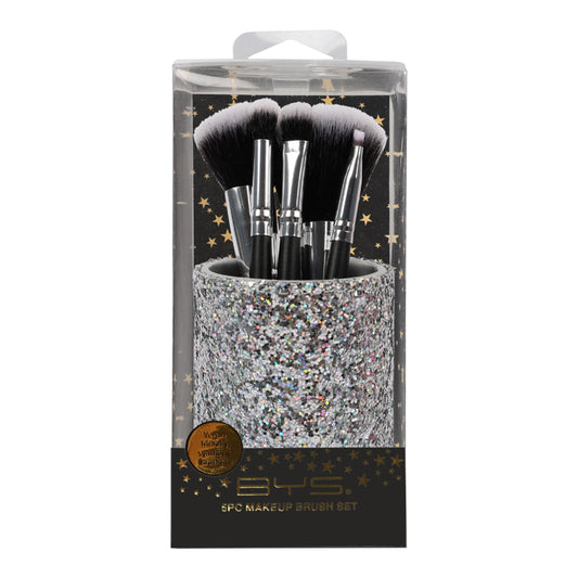 BYS 5PC Makeup Brushes in Glitter Holder