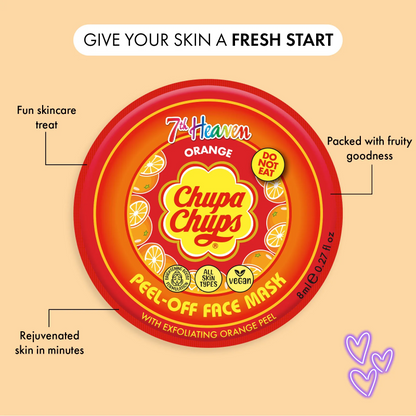 7th Heaven Chupa Chups Orange Peel-Off Face Mask with Exfoliating Orange Peel