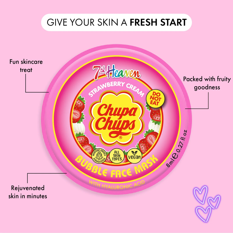 7th Heaven Chupa Chups Strawberry Cream Bubble Face Mask with Hyaluronic Acid