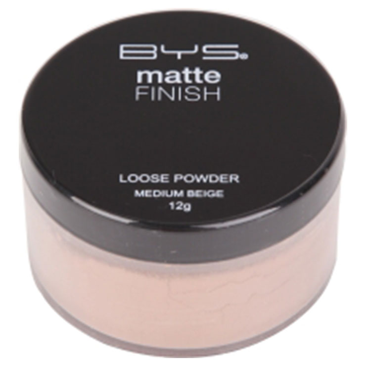 BYS Matte Loose Powder with Puff – Medium Beige