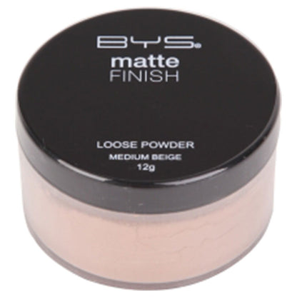 BYS Matte Loose Powder with Puff – Medium Beige