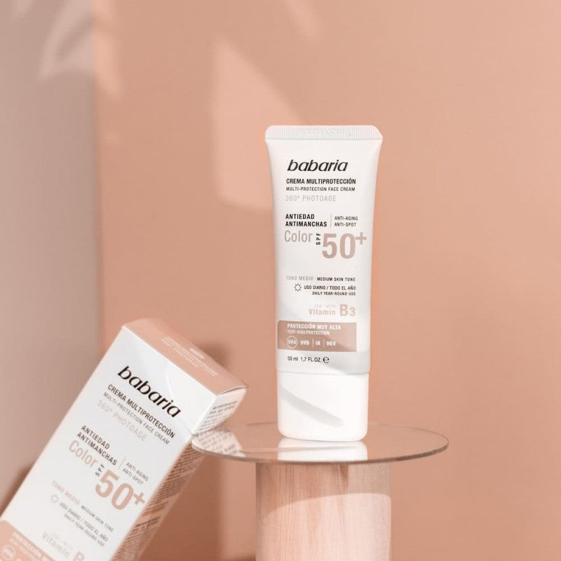Babaria Crème Solaire Visage Multi-Protection Teintée SPF 50+