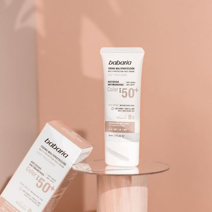 Babaria Crème Solaire Visage Multi-Protection Teintée SPF 50+