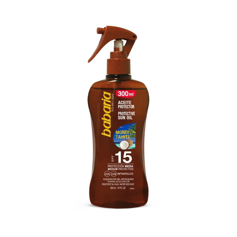 Babaria Bronze Spray Huile Solaire Protectrice Monoï de Tahiti SPF 15