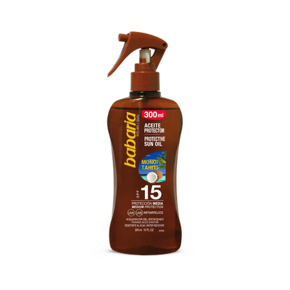 Babaria Bronze Spray Huile Solaire Protectrice Monoï de Tahiti SPF 15
